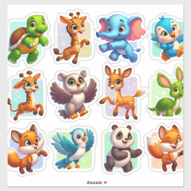 Satisfying set of cartoon animal stickers (Sheet)