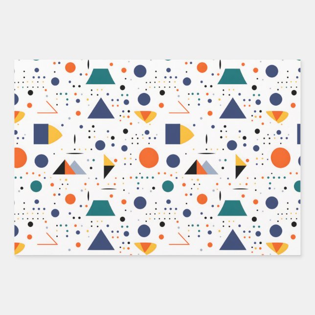 Saturated Colours Abstract Geometric Figures Wrapping Paper Sheet (Front)