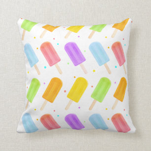 Saturated Summer Watercolour Popsicle Pattern Throw Pillow