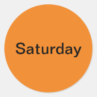 Saturday Day of the Week Orange Stickers