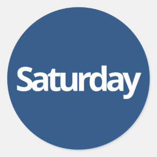 Saturday day planning supplies simple navy white classic round sticker