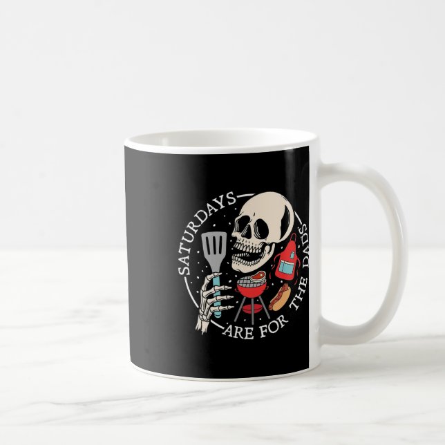 Saturdays Are For The Dads Funny Skeleton Bbq Dad  Coffee Mug (Right)