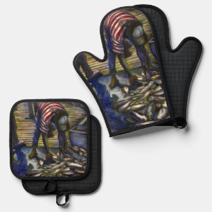 Saturday's Blessings, Harbour Island Oven Mitt & Pot Holder Set