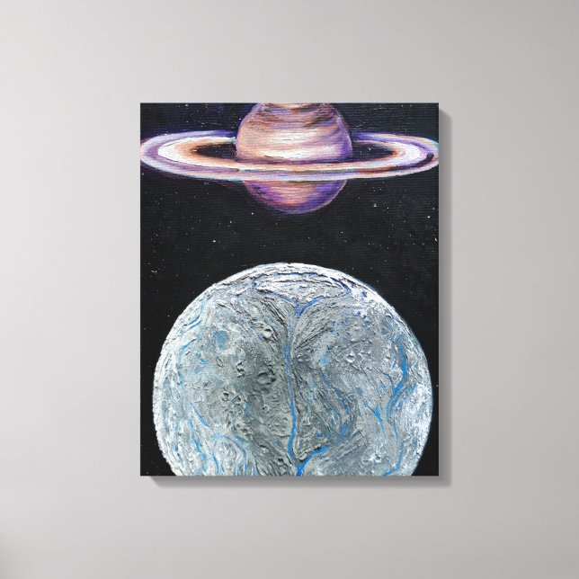 Saturn and Enceladus Canvas Print (Front)
