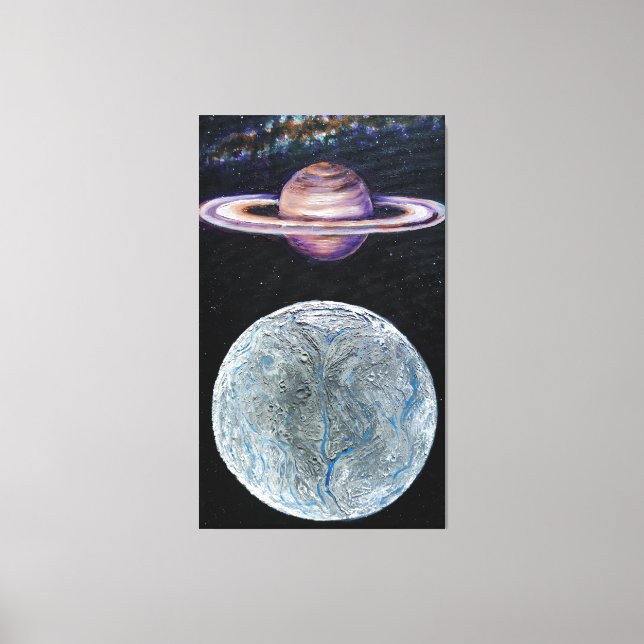 Saturn and Enceladus Canvas Print (Front)