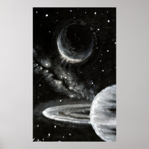 Saturn and Enceladus Poster