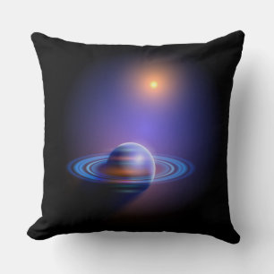 Saturn and Sun In Space Throw Pillow
