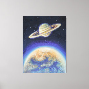 Saturn and Titan  Canvas Print