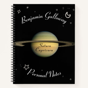 Saturn Capricorn Monogram Solar System Cosmic  Notebook