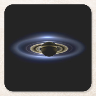 Saturn Eclipsed the Sun from Cassini Orbiter Square Paper Coaster