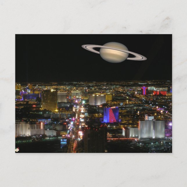 Saturn & Las Vegas Strip Postcards (Front)