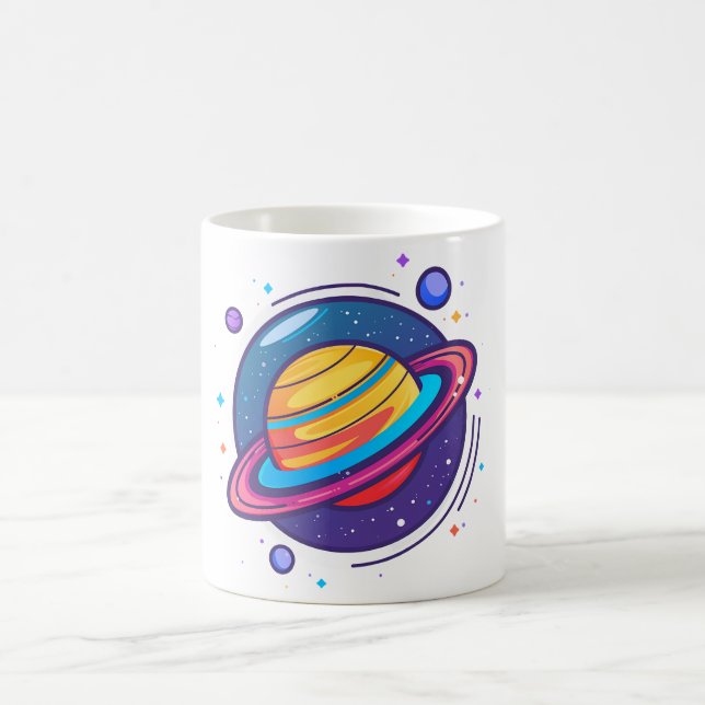 Saturn Planet Coffee Mug – Cosmic Design for Space (Center)