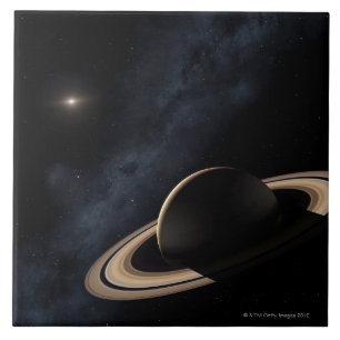 Saturn planet in solar system, close-up tile