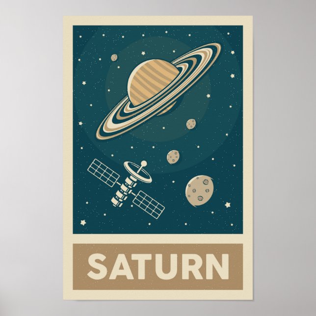Saturn Retro Galaxy Satellite Poster (Front)
