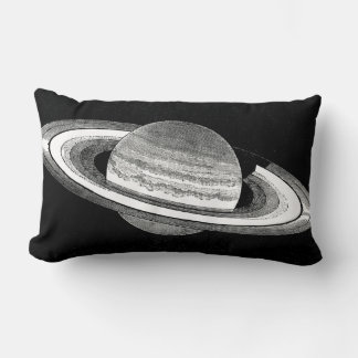 Saturn Retro Inspired Monochrome Planet Space Lumbar Pillow