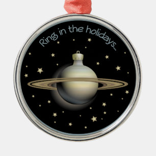 Saturn - Ring in the holidays Metal Ornament