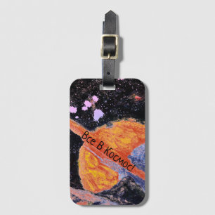 Saturn Rising Space Vintage Russian Luggage Tag