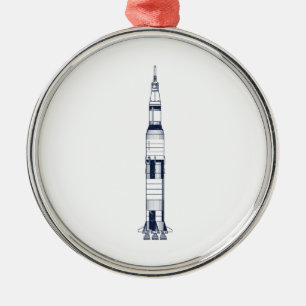 Saturn Rocket Metal Ornament