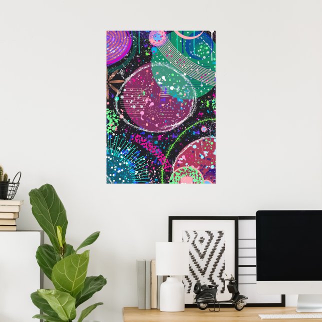 Saturn’s Rings: Maximalist Abstract Art  Poster (Home Office)