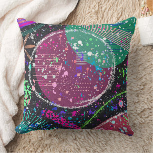 Saturn’s Rings: Maximalist Abstract Art  Throw Pillow