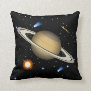 Saturn Space Throw Pillow