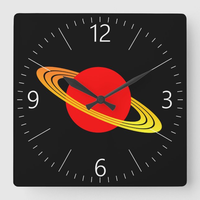 Saturn Square Wall Clock (Front)