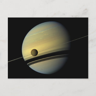 Saturn & Titan Cassini Space Photo Postcard
