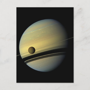 Saturn & Titan Cassini Space Photo Postcard