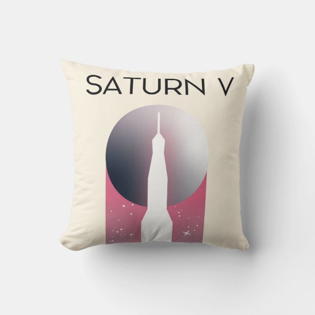 Saturn V Apollo Space Art Throw Pillow (Front)