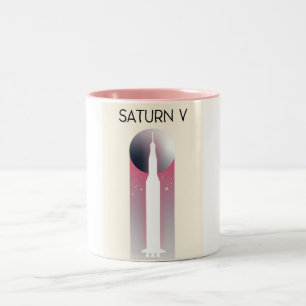 Saturn V Apollo Space Art Two-Tone Coffee Mug