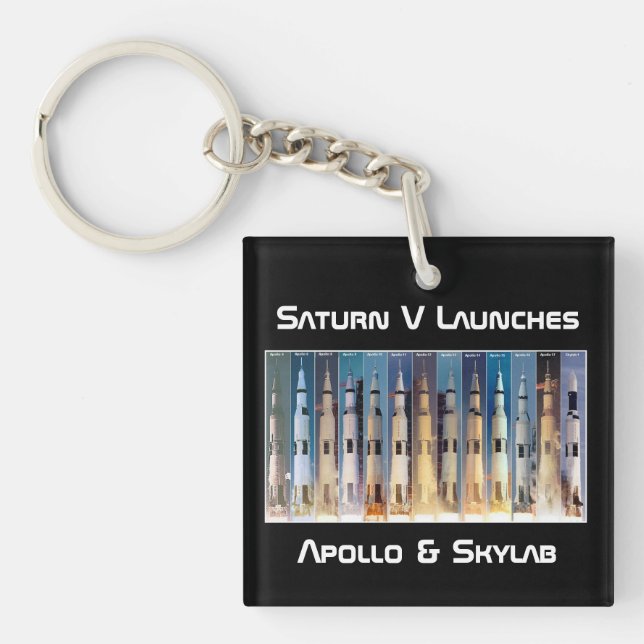 Saturn V Moon Rocket Launches Keychain (Front)