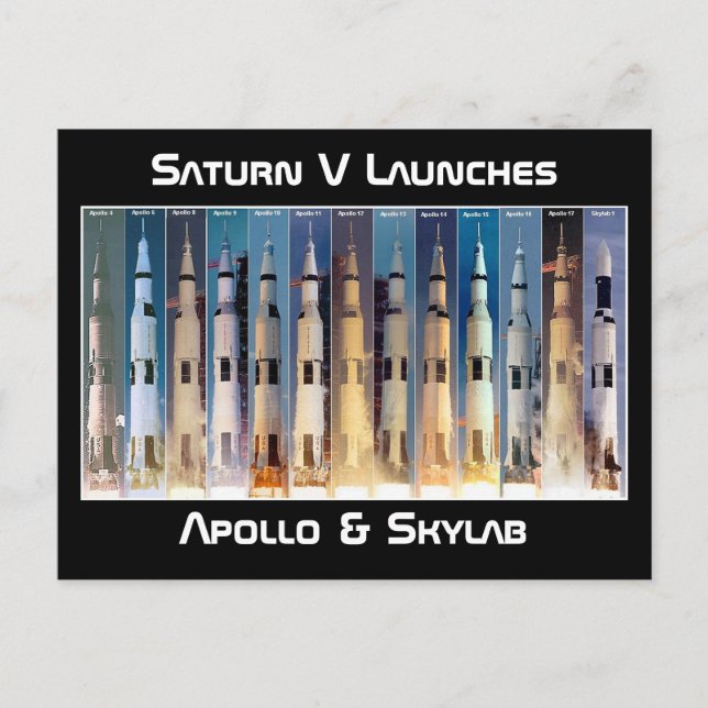 Saturn V Moon Rocket Launches Postcard (Front)