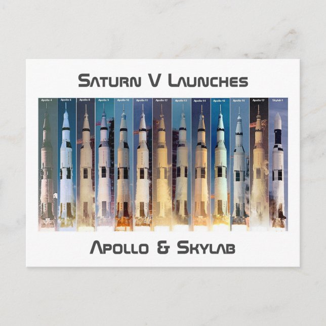 Saturn V Moon Rocket Launches Postcard (Front)