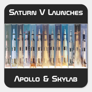 Saturn V Moon Rocket Launches Square Sticker
