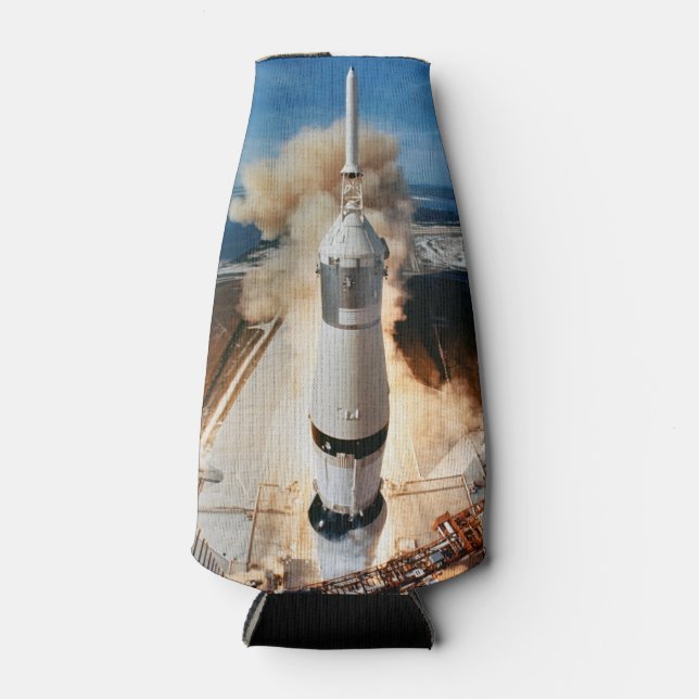 Saturn V Rocket launch 1969 Apollo Spacecraft Can  Bottle Cooler (Front)