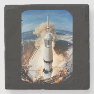Saturn V Rocket launch 1969 Apollo Spacecraft Stone Coaster