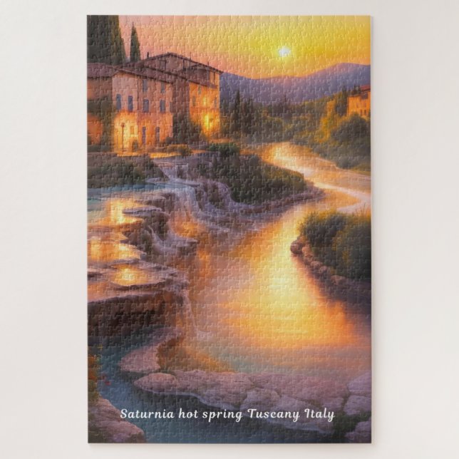 Saturnia Hot Springs Tuscany Italy Painting  Jigsaw Puzzle (Vertical)