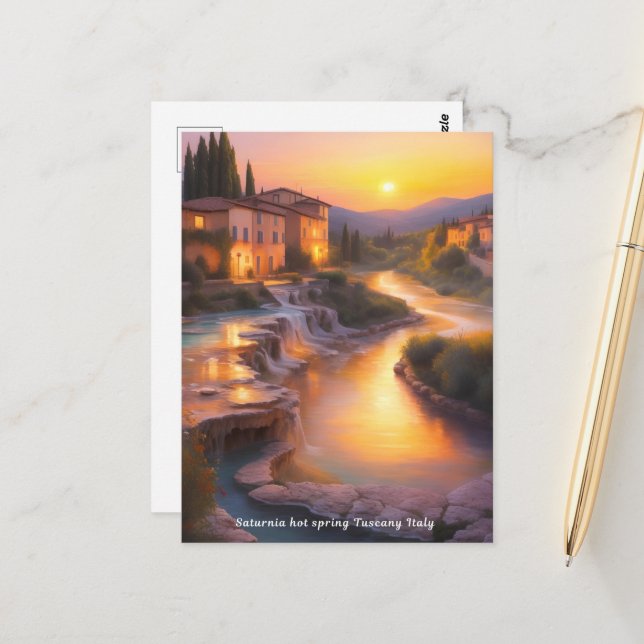 Saturnia Hot Springs Tuscany Italy Painting  Postcard (Front/Back In Situ)