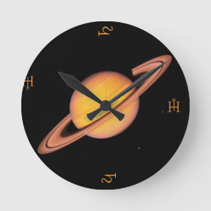 "Saturn's Deep Space" Round Clock