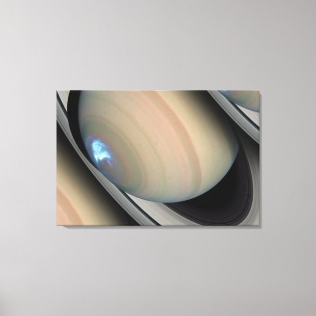 Saturn's Dynamic Auroras Canvas Print (Front)