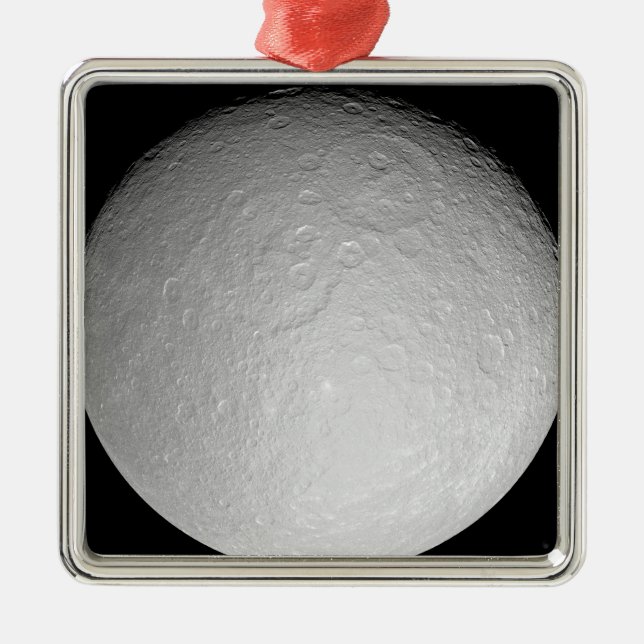 Saturn's icy moon Rhea Metal Ornament (Front)