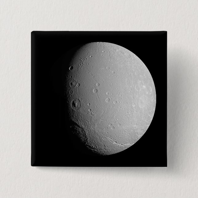 Saturn's moon Dione 2 Inch Square Button (Front)