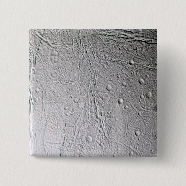 Saturn's moon Enceladus 4 2 Inch Square Button (Front)