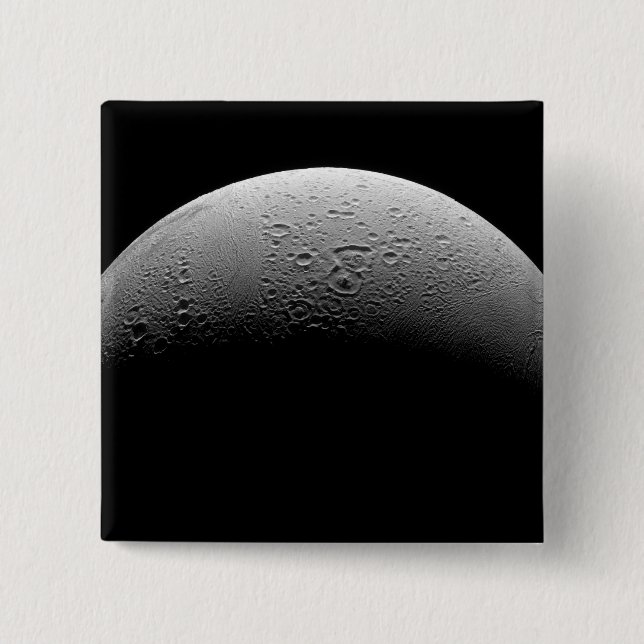 Saturn's moon Enceladus 5 2 Inch Square Button (Front)