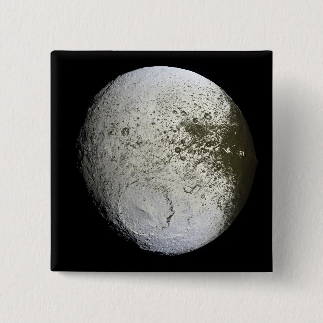 Saturn's moon Iapetus 2 2 Inch Square Button (Front)