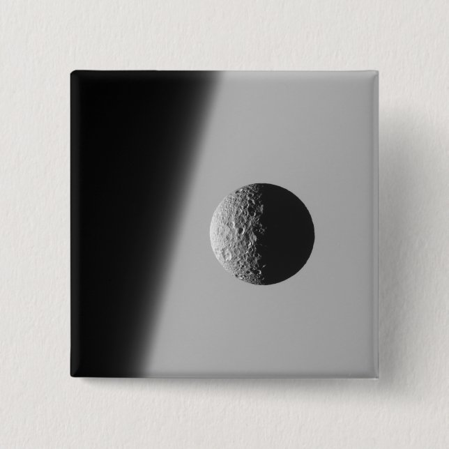 Saturn's moon Mimas 2 Inch Square Button (Front)