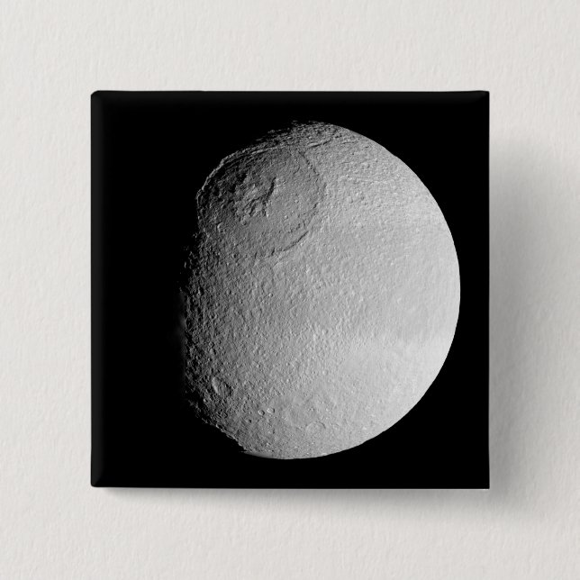 Saturn's moon Tethys 2 2 Inch Square Button (Front)