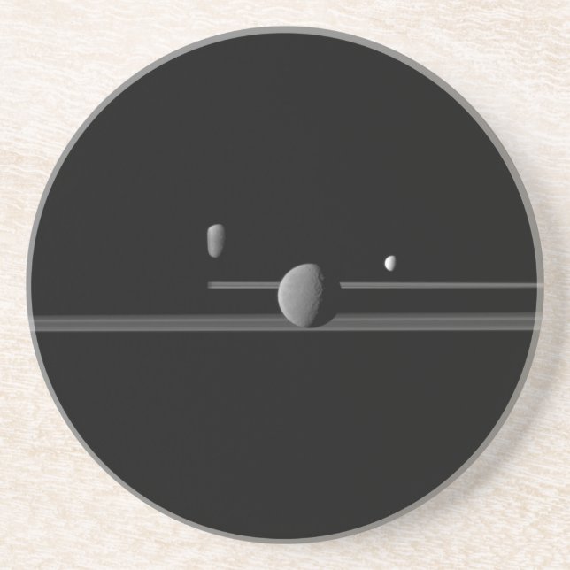 Saturn's Moons Sandstone Coaster (Front)