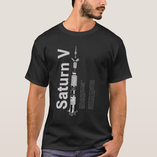 SaturnV Black Standard T-Shirt (Front)