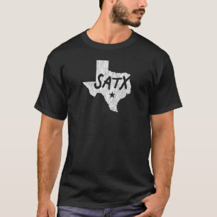 Satx San Antonio Tx Script W Details In Tx Silhoue T-Shirt